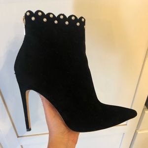 RAYE suede heeled bootie with pearl detailing 9
